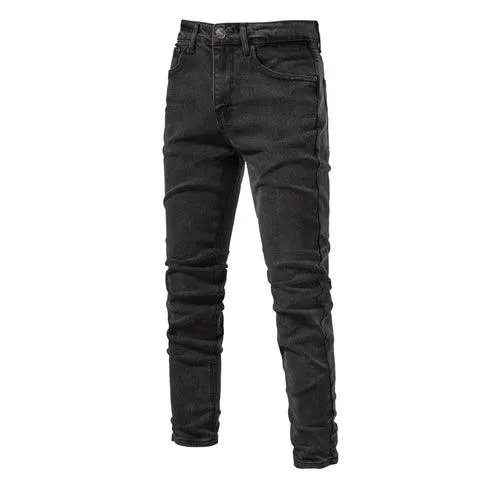 2023 Autumn New Jeans Men's Solid Color Slim Fit Straight