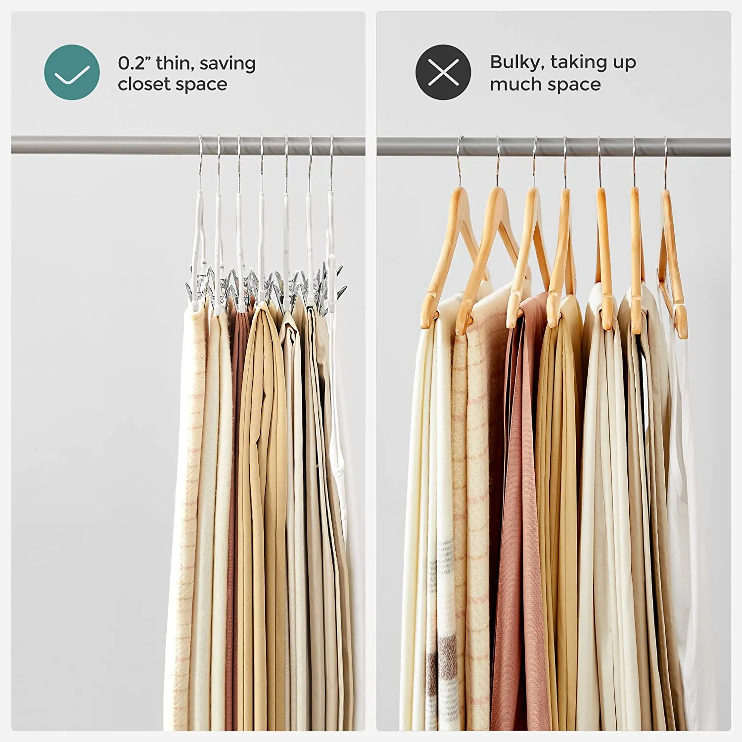 30-Pack Pants Hangers, 16.7-Inch Long Velvet Hangers with Adjustable Clips, Non-Slip, Space-Saving