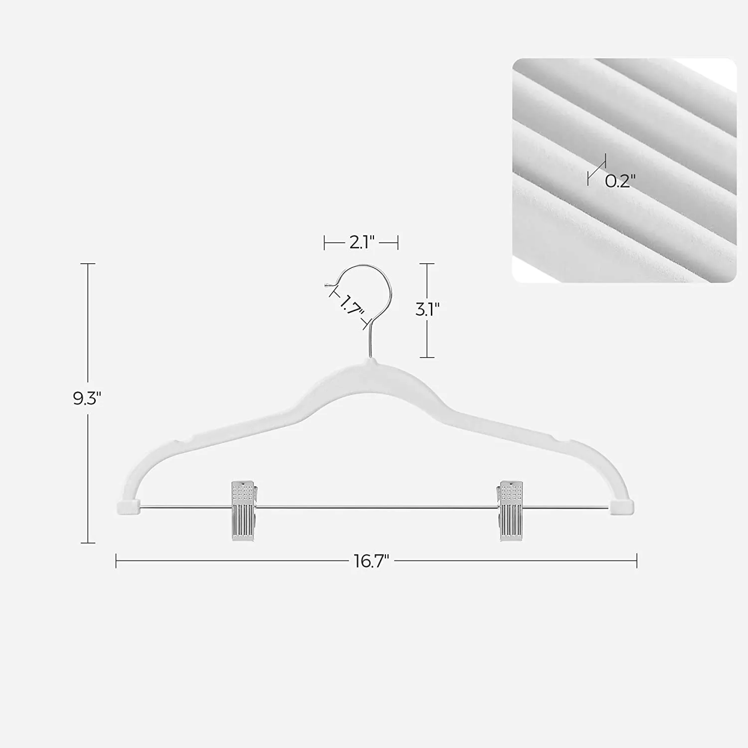 30-Pack Pants Hangers, 16.7-Inch Long Velvet Hangers with Adjustable Clips, Non-Slip, Space-Saving