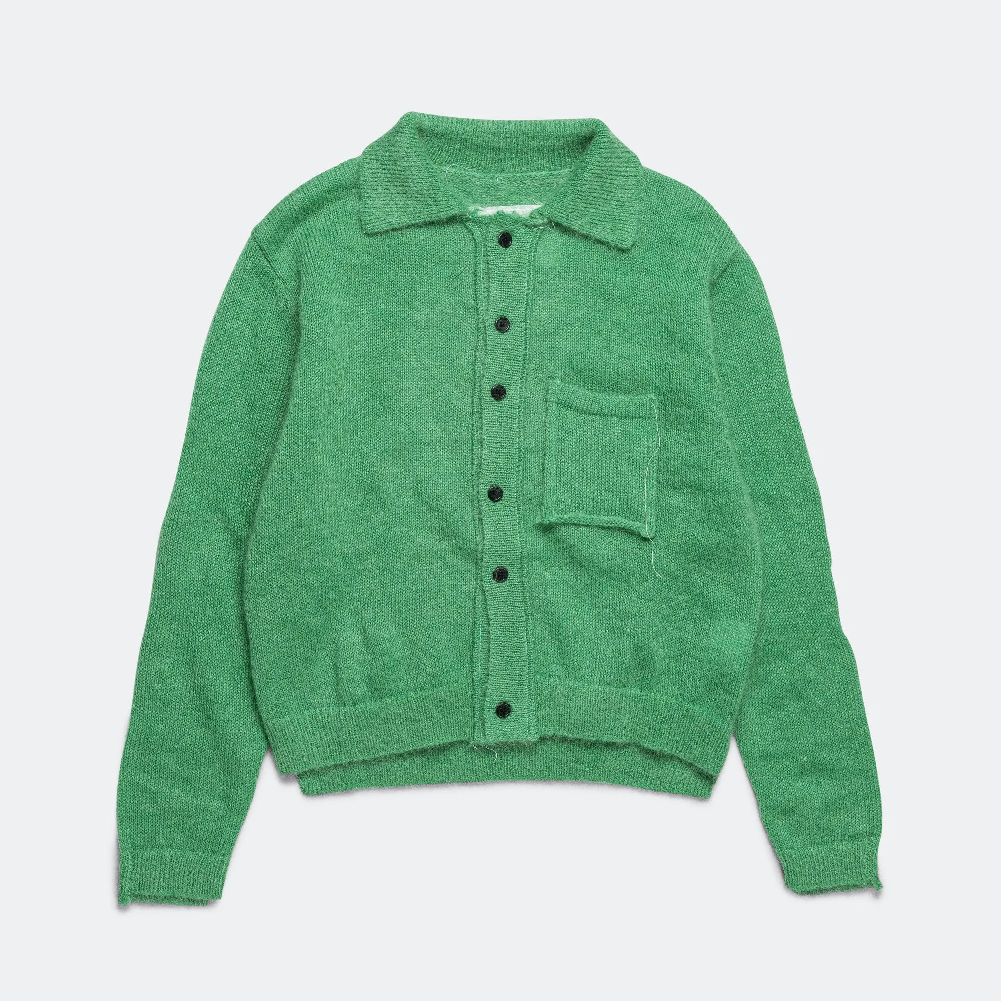 70s Cardigan - Green Mohair