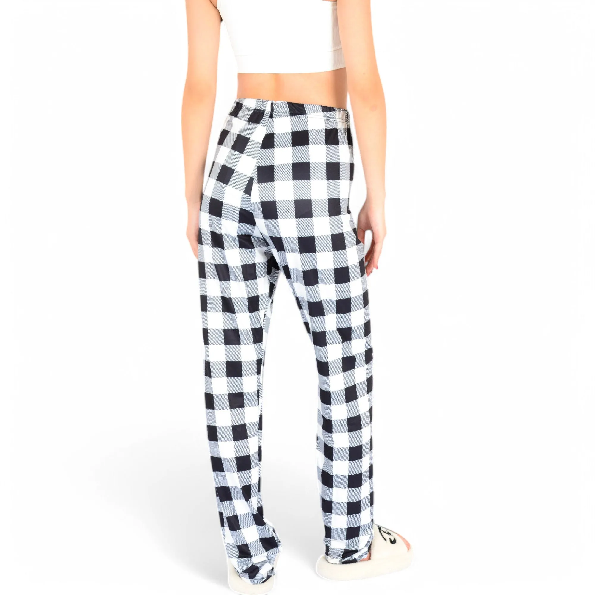 Anna-Kaci Women's Plaid Flannel Lounge Pants with Elastic Waistband and Adjustable Drawstring