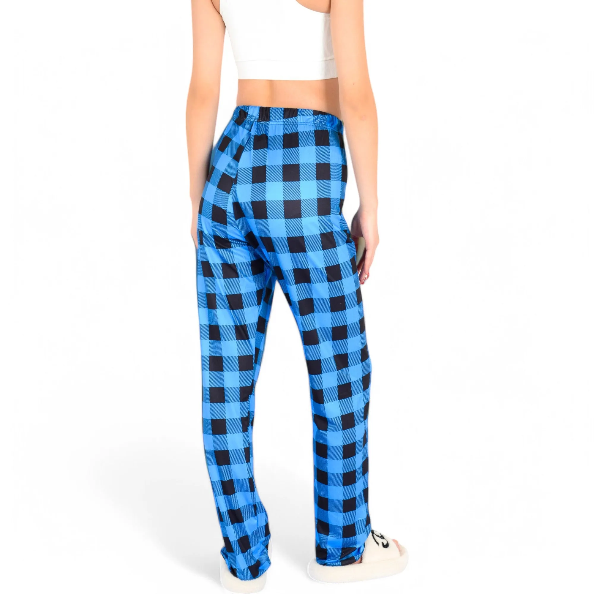 Anna-Kaci Women's Plaid Flannel Lounge Pants with Elastic Waistband and Adjustable Drawstring