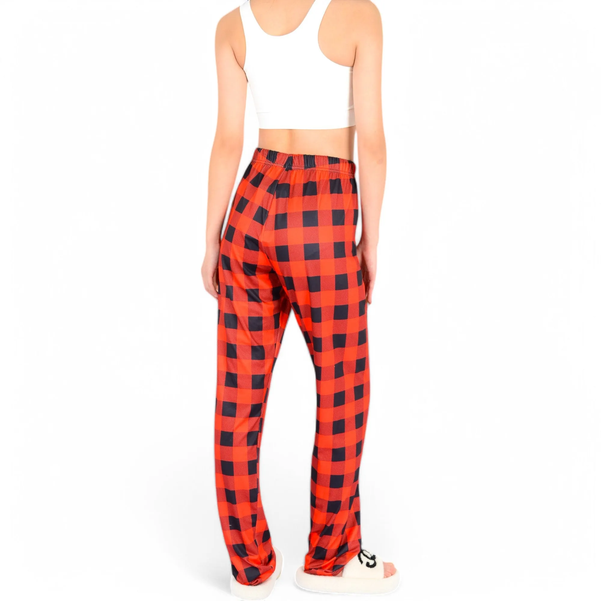 Anna-Kaci Women's Plaid Flannel Lounge Pants with Elastic Waistband and Adjustable Drawstring