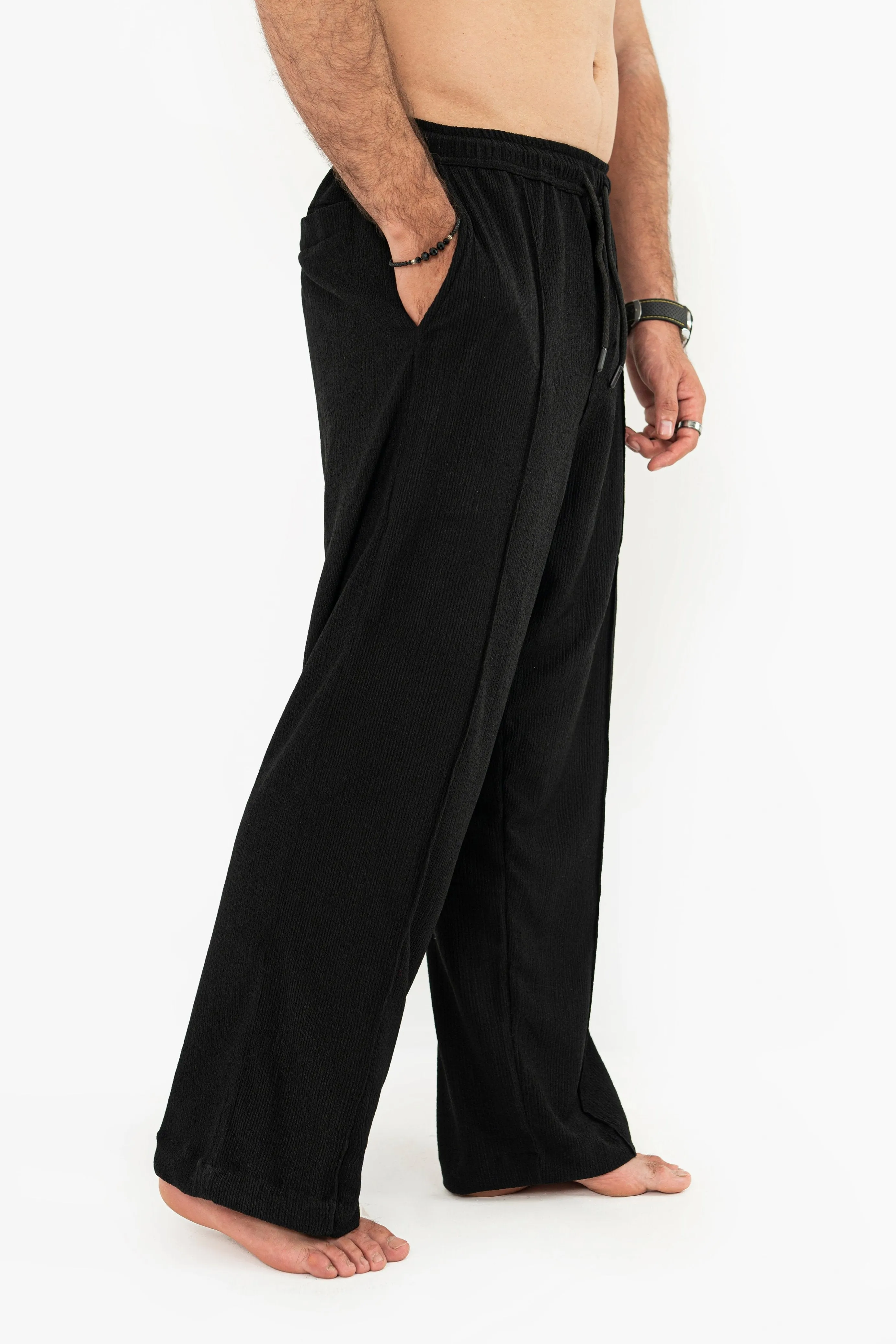 Black Seersucker Trouser Pants