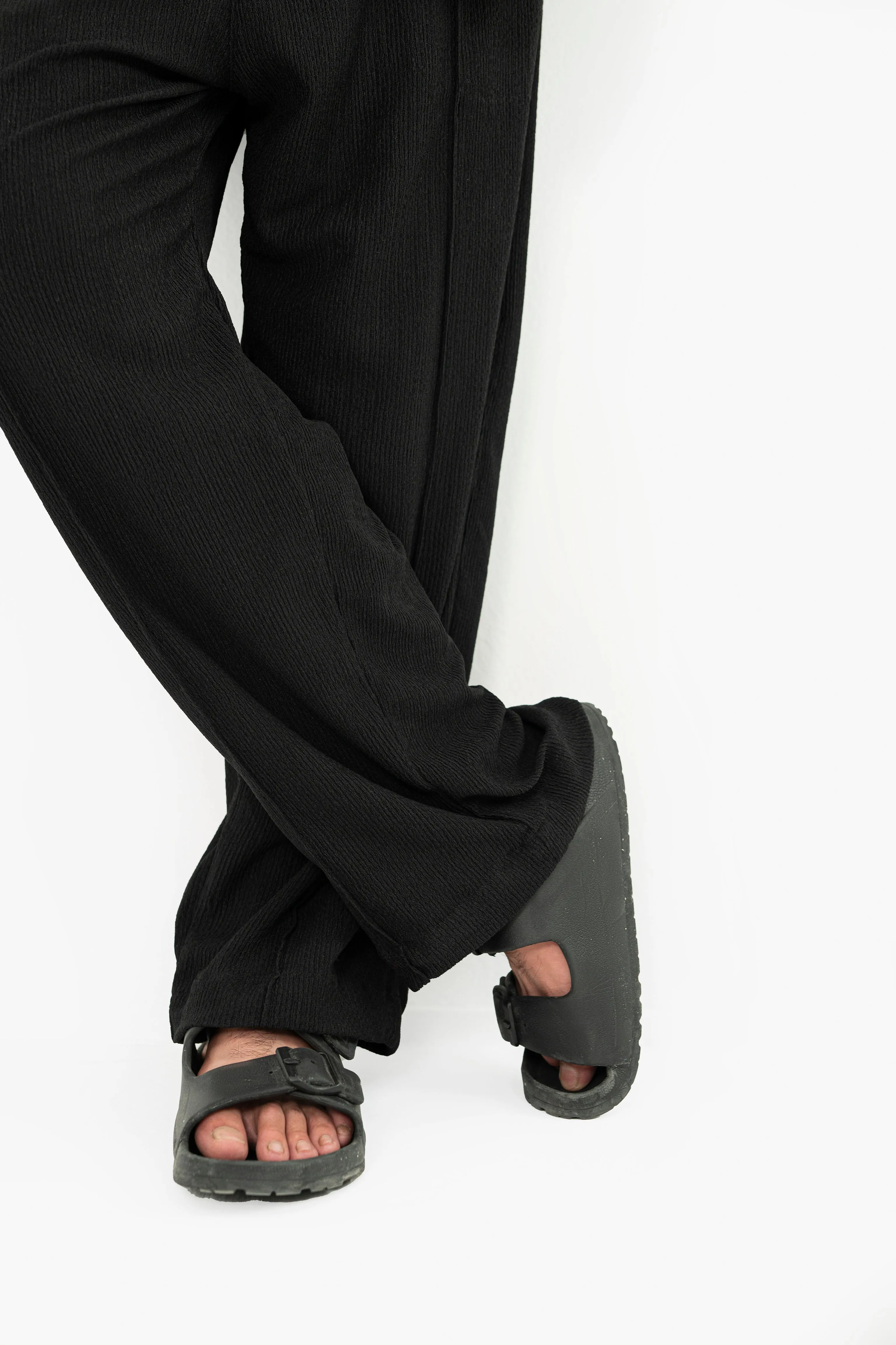 Black Seersucker Trouser Pants