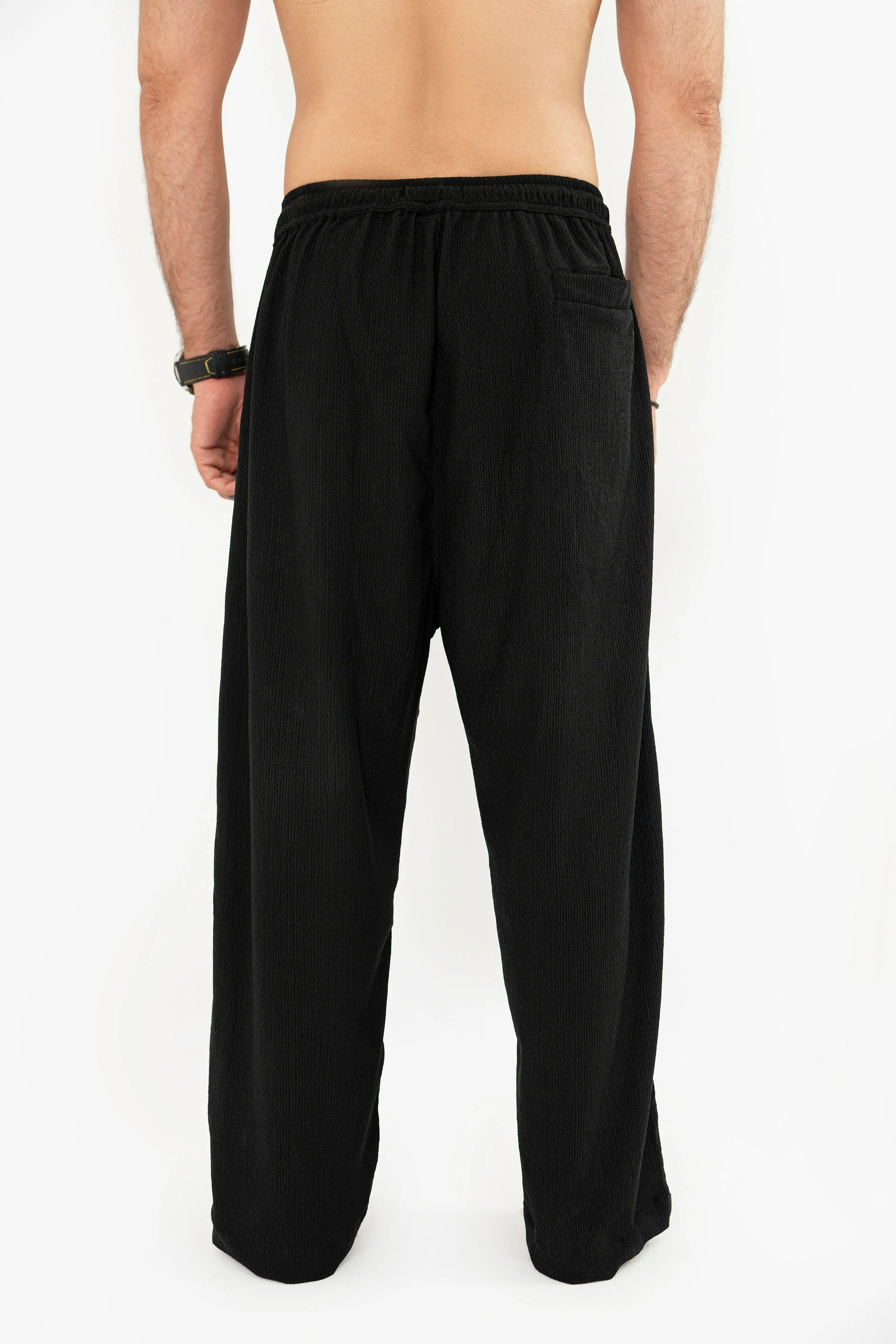 Black Seersucker Trouser Pants