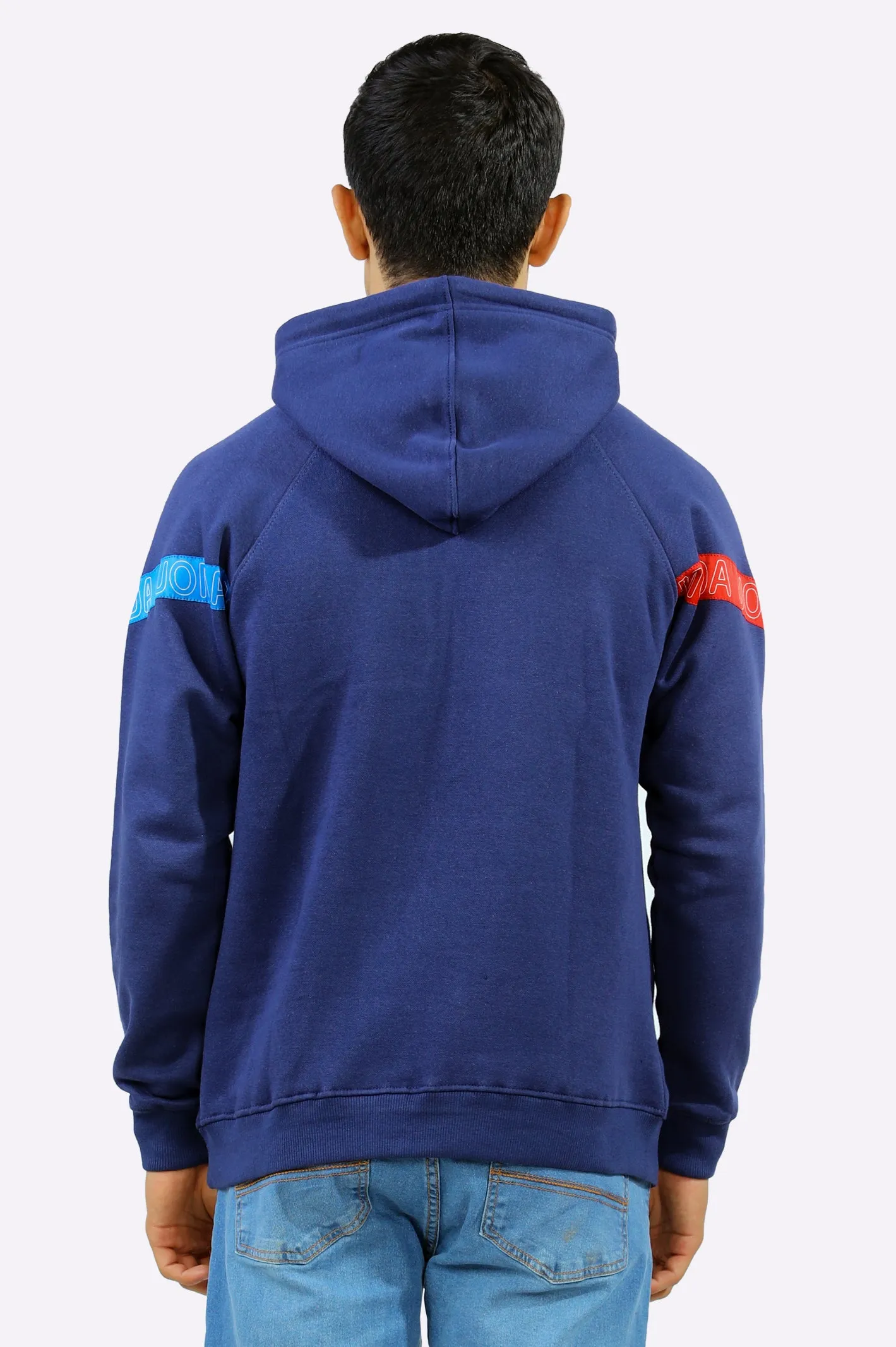 Blue Embroidered Logo Pullover Hoodie