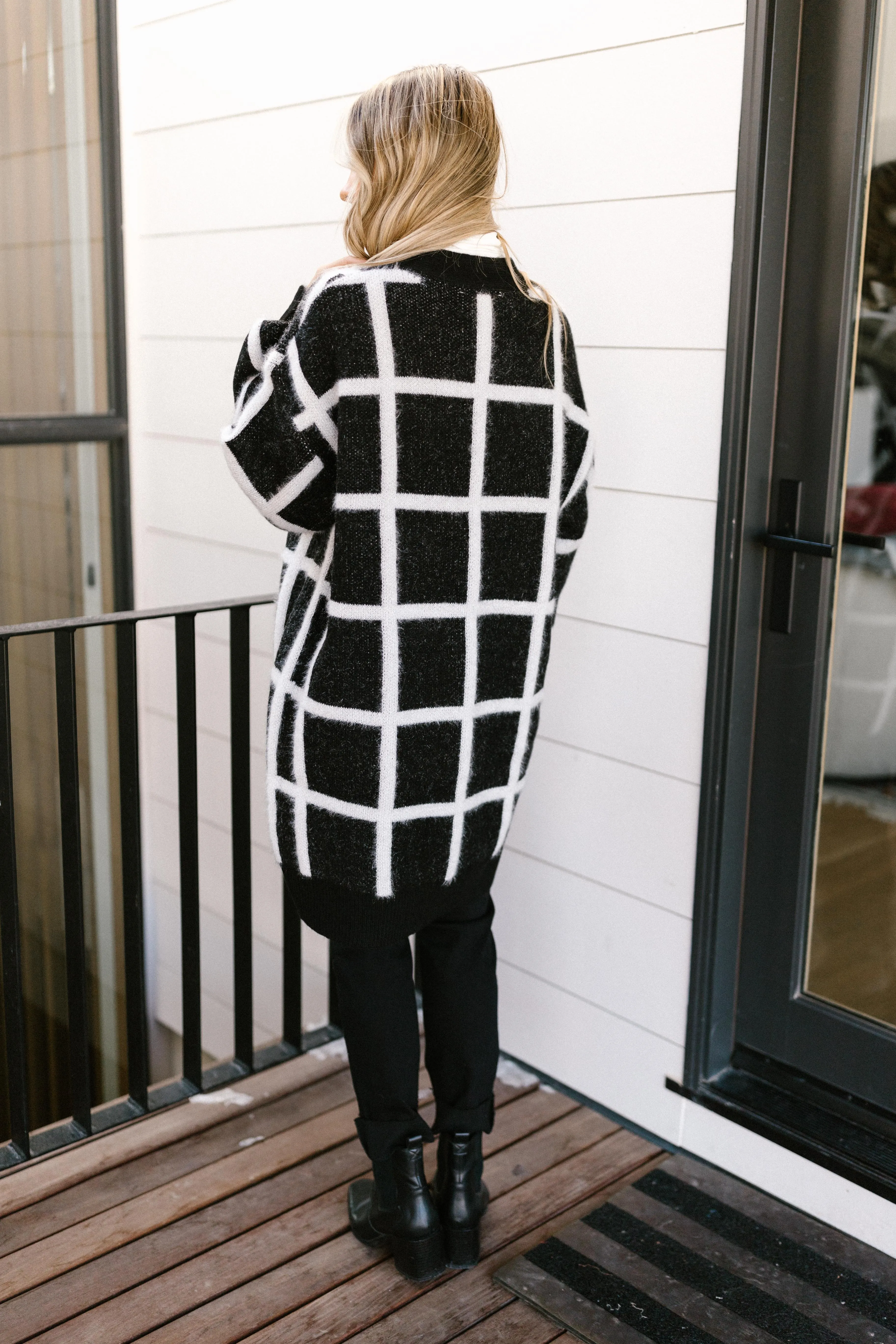 Bold Lines Cardigan in Black