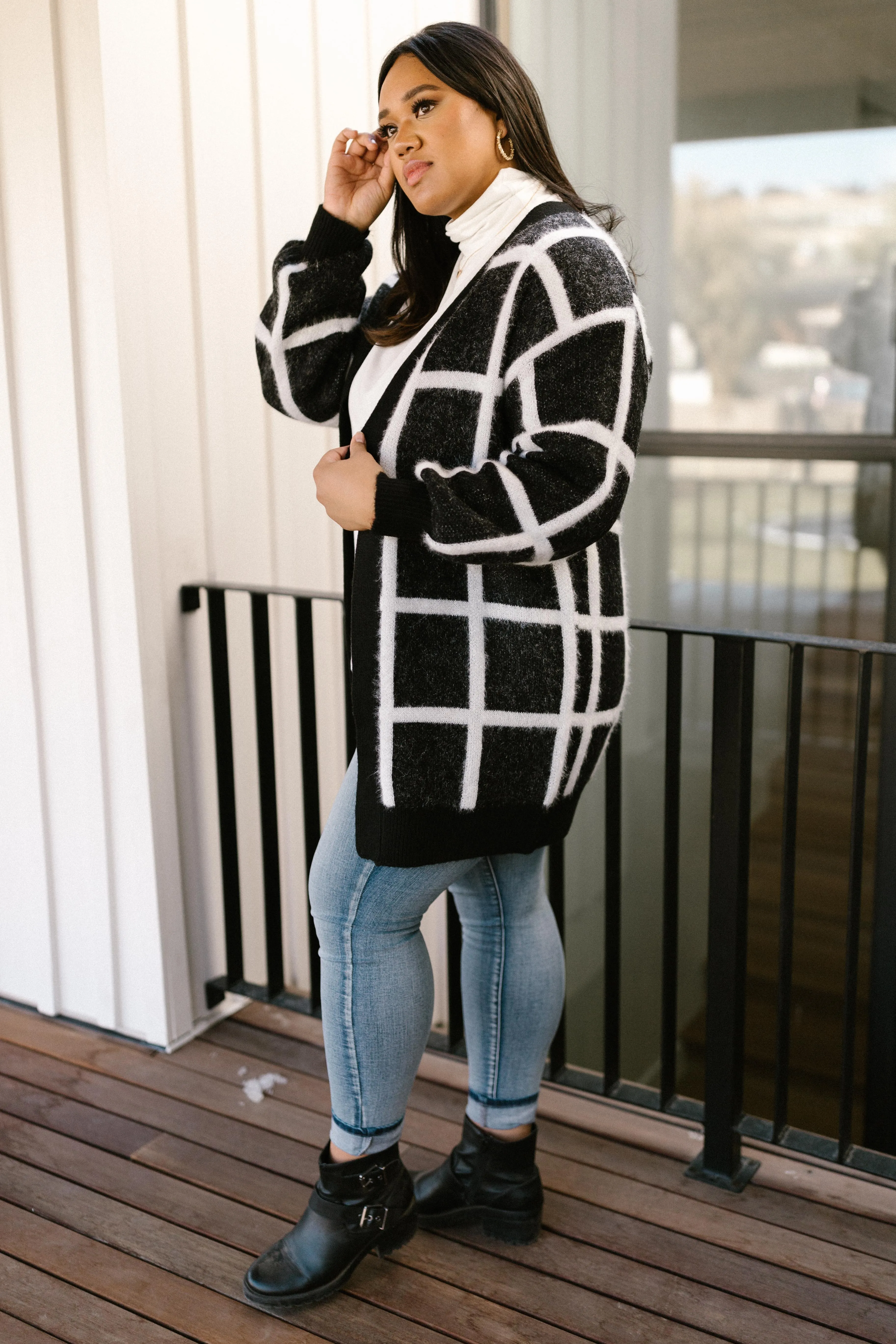 Bold Lines Cardigan in Black