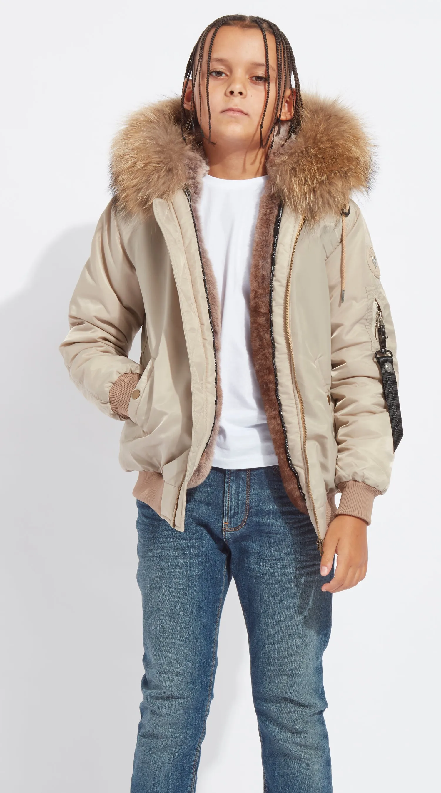 Boys Nude Luxy Fur Bomber