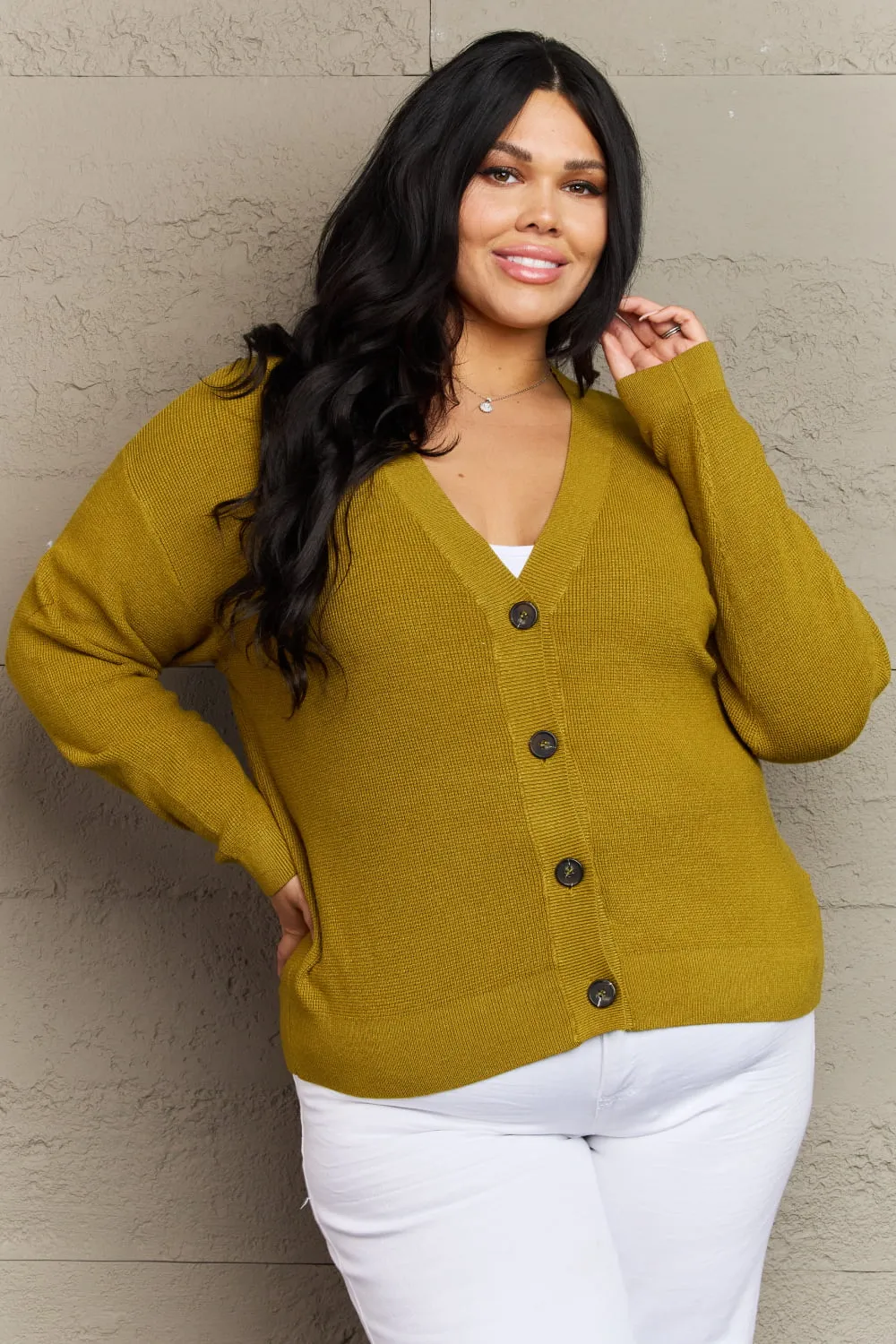 Button Down Cardigan in Chartreuse