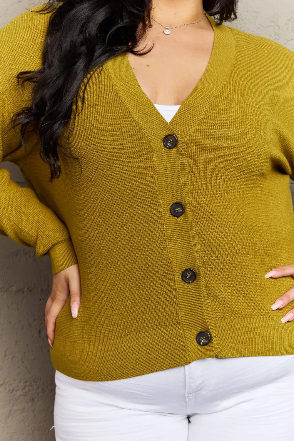 Button Down Cardigan in Chartreuse