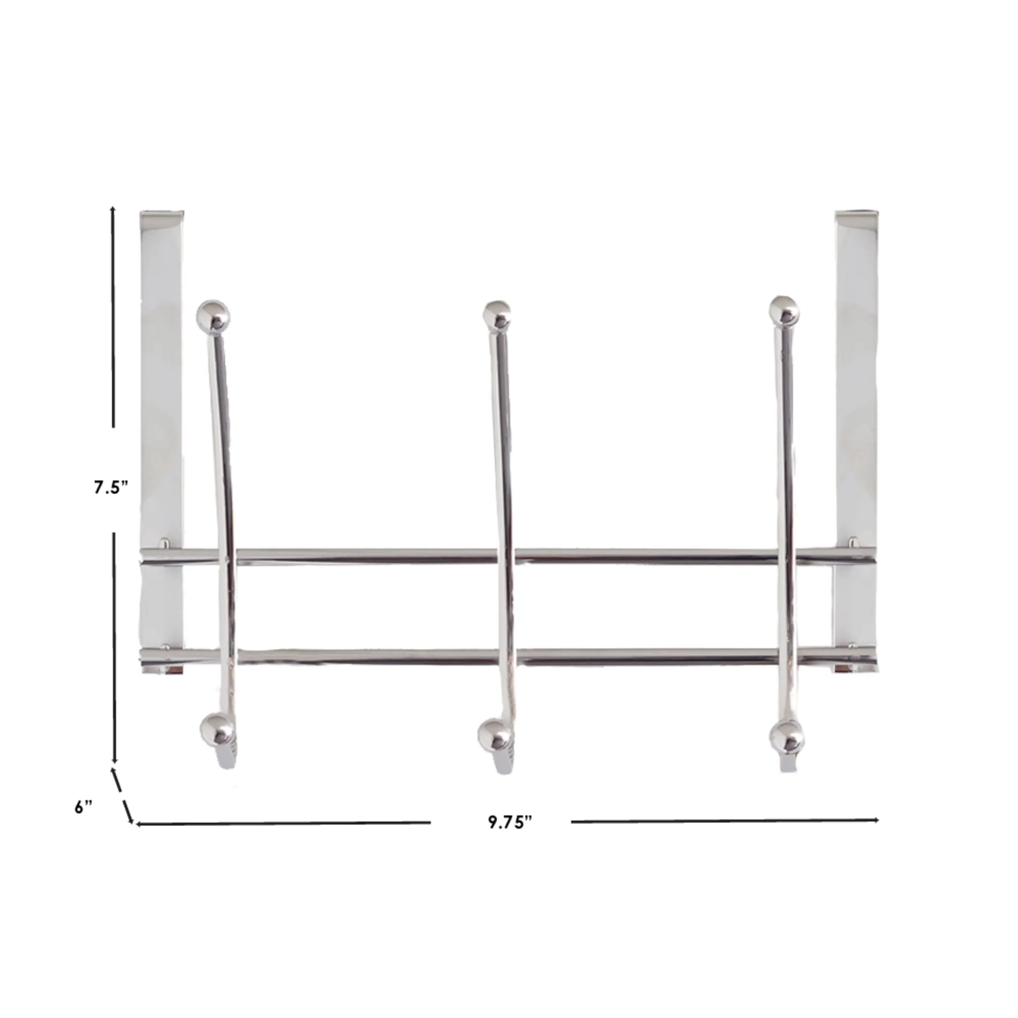 Chrome Plated Steel Over the Door 3-Hook Hanging Rack