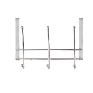 Chrome Plated Steel Over the Door 3-Hook Hanging Rack