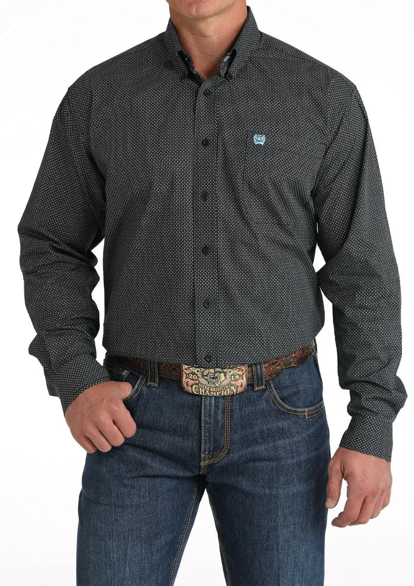 Cinch Men's Black Print Long Sleeve Button Down - MTW1105799