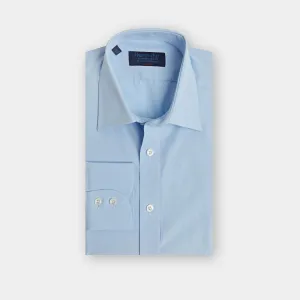 Classic Fit Plain Ice Blue Cotton Shirt with Classic Collar & Two Button Cuff