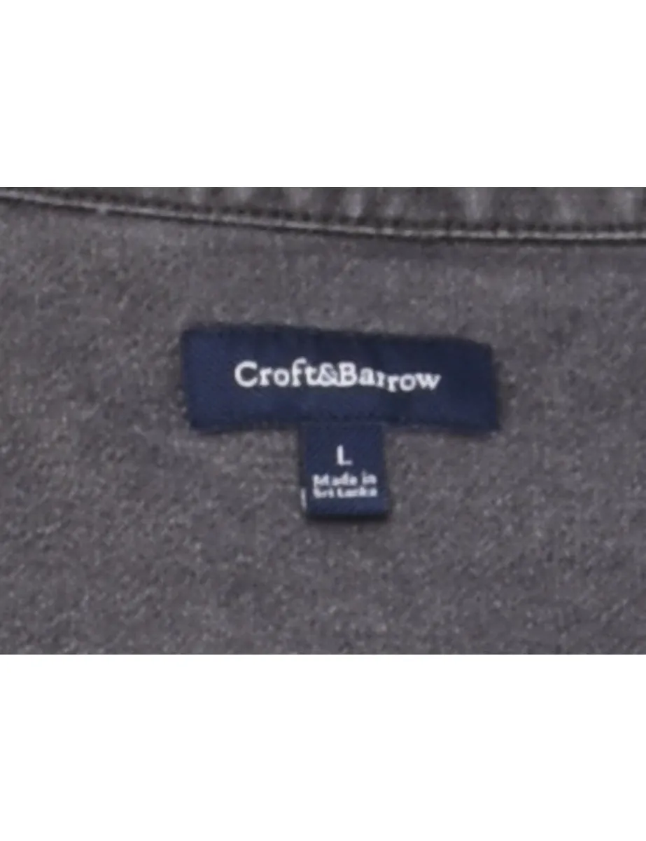 Croft & Barrow Black Distressed Denim Shirt - L