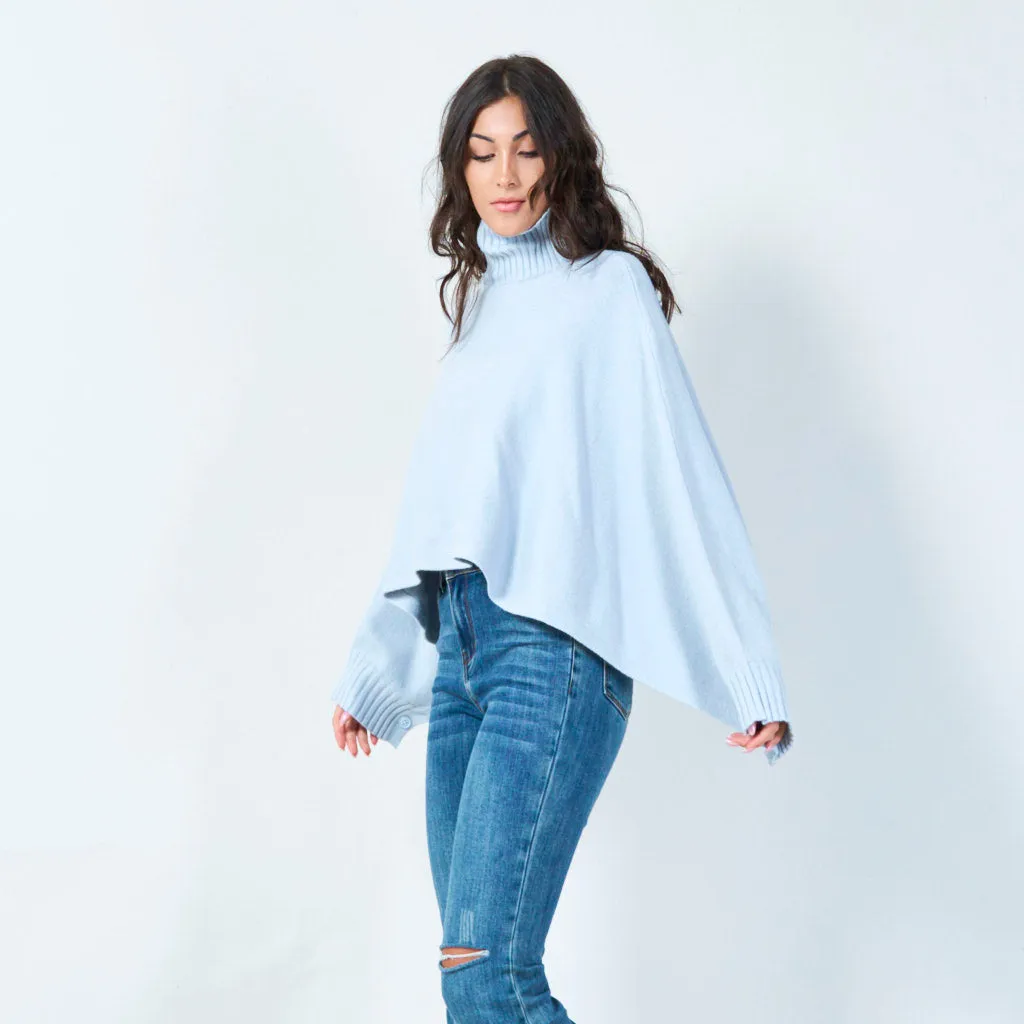 Cropped cowl neck poncho sweater wholesale