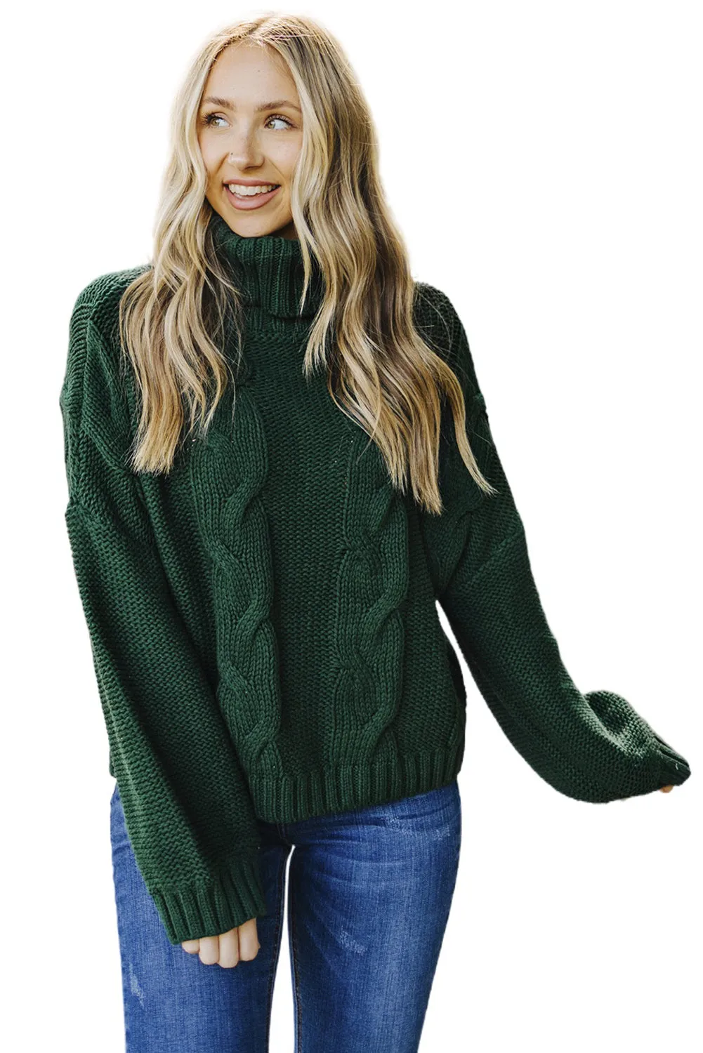 Cuddle Weather Cable Knit Handmade Turtleneck Sweater