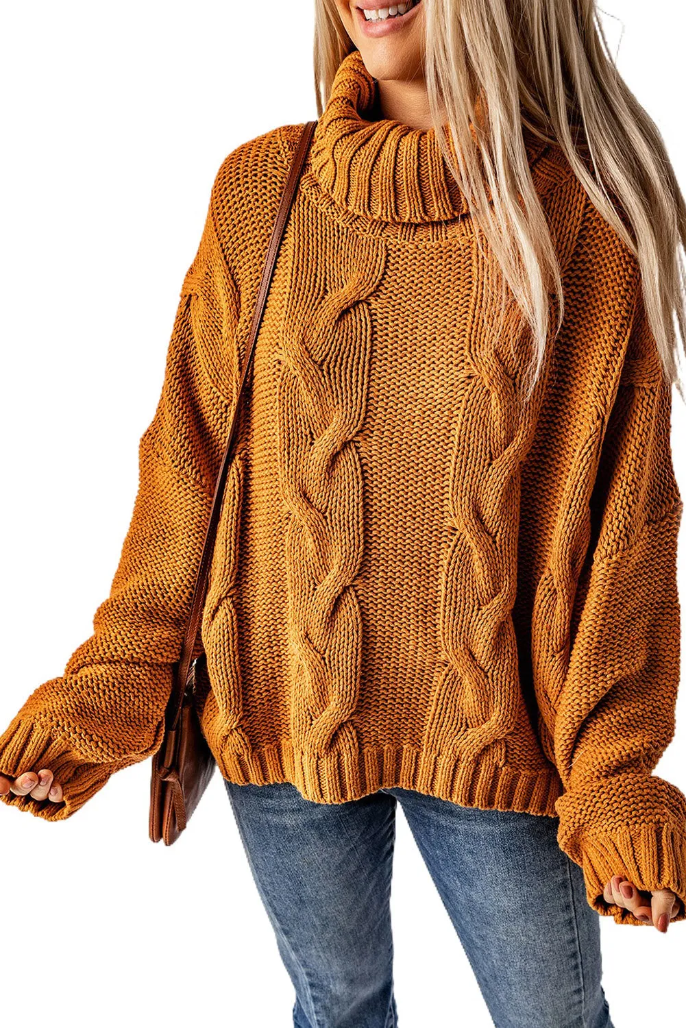 Cuddle Weather Cable Knit Handmade Turtleneck Sweater