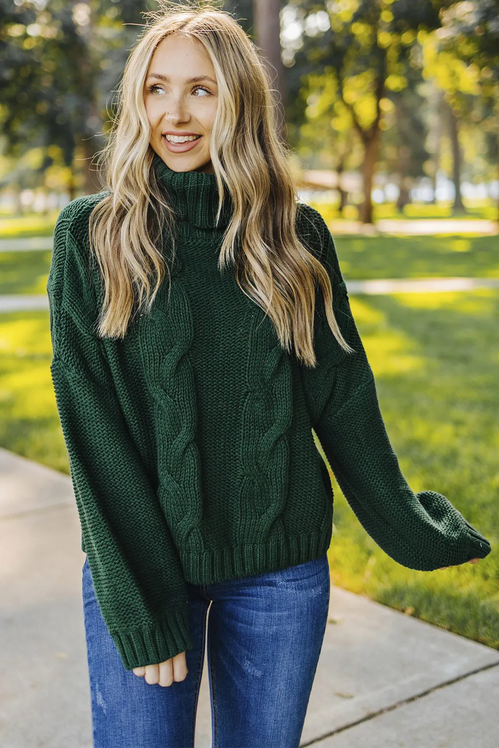 Cuddle Weather Cable Knit Handmade Turtleneck Sweater