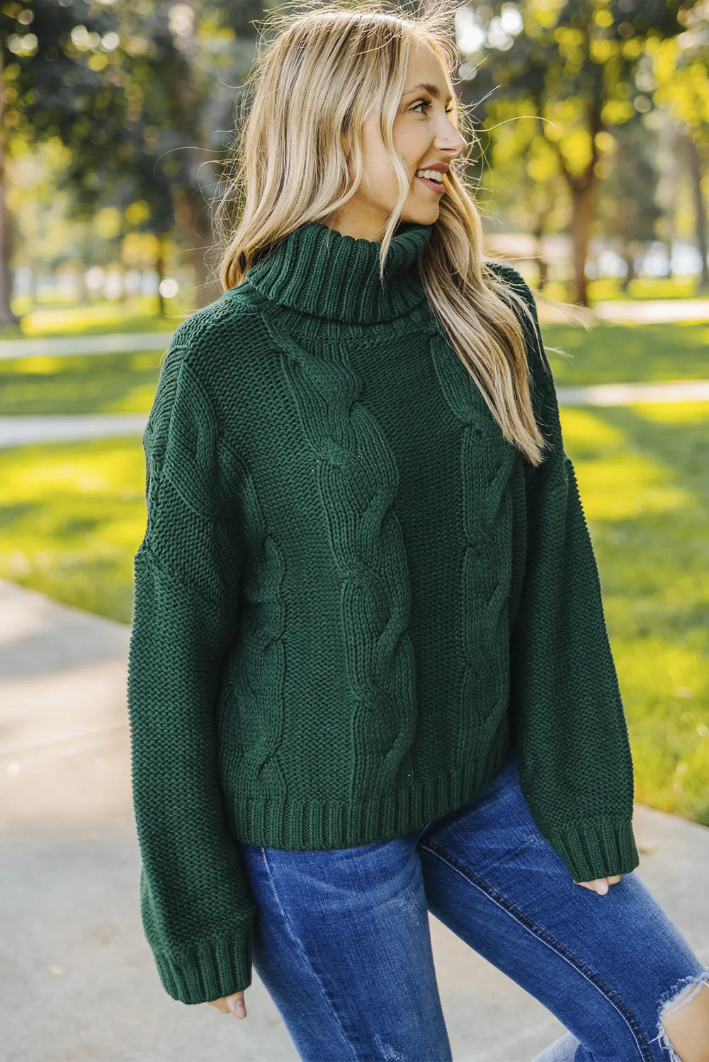 Cuddle Weather Cable Knit Handmade Turtleneck Sweater