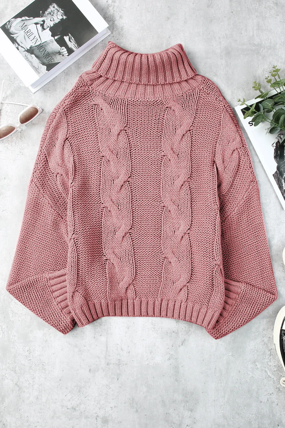 Cuddle Weather Cable Knit Handmade Turtleneck Sweater