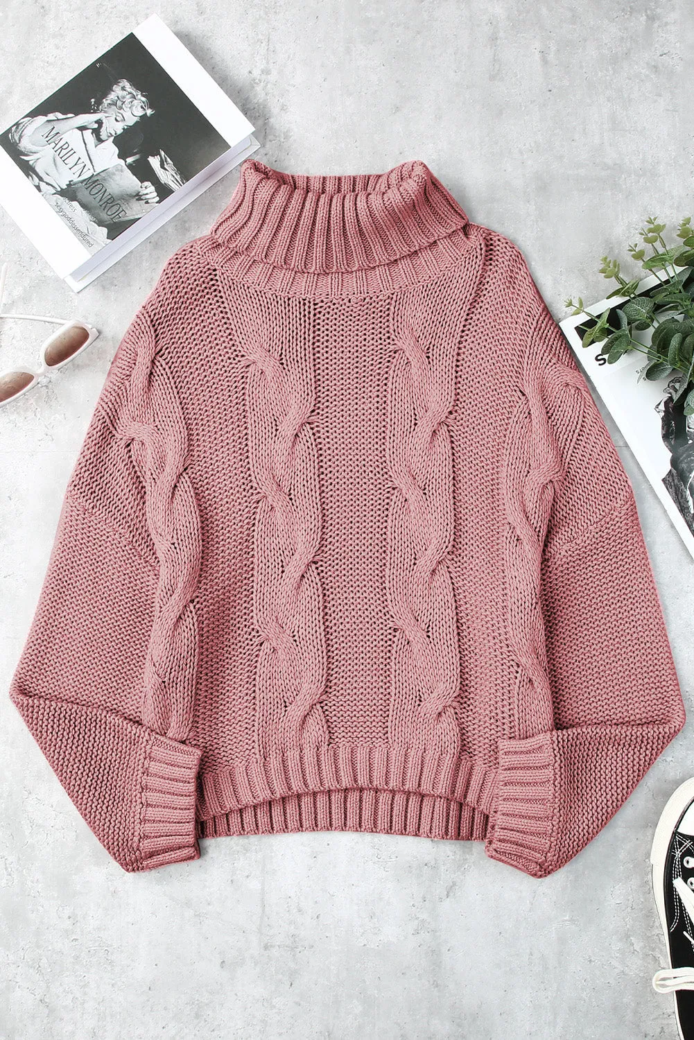 Cuddle Weather Cable Knit Handmade Turtleneck Sweater