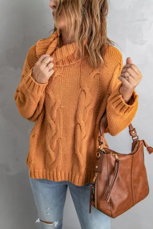 Cuddle Weather Cable Knit Handmade Turtleneck Sweater