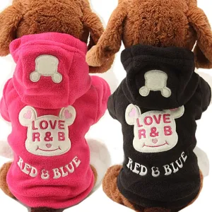 Cute Love R&B Bear Fleece Print Warm Winter Puppy Hoodies