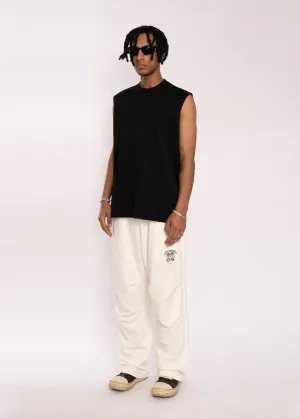 Embroidered Off White Casual Track Pants