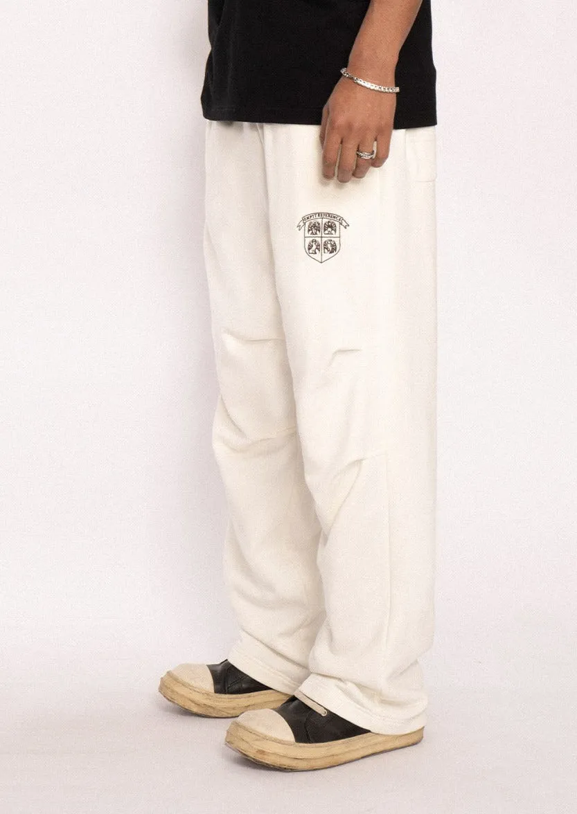 Embroidered Off White Casual Track Pants