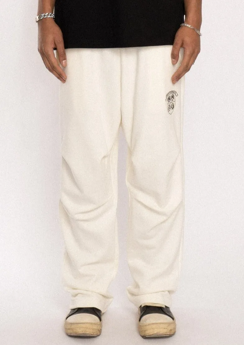 Embroidered Off White Casual Track Pants