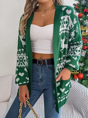 Home for the Holidays Open Front Long Sleeve Cardigan