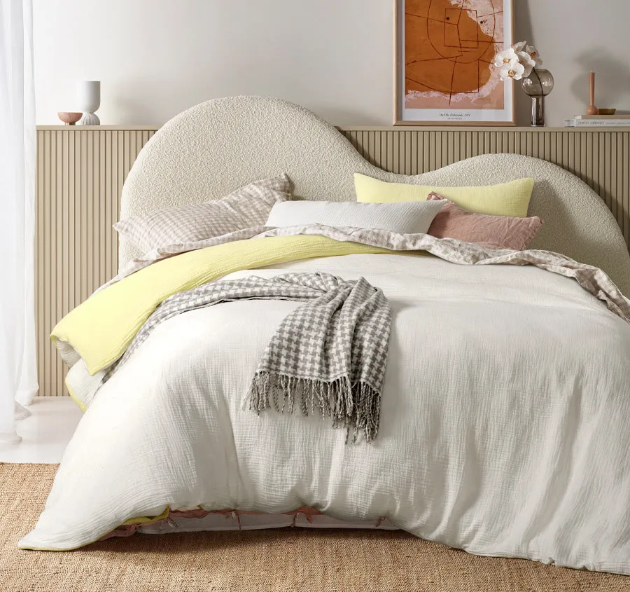 Hugo Reversible Quilt Cover Set Range White and Butter