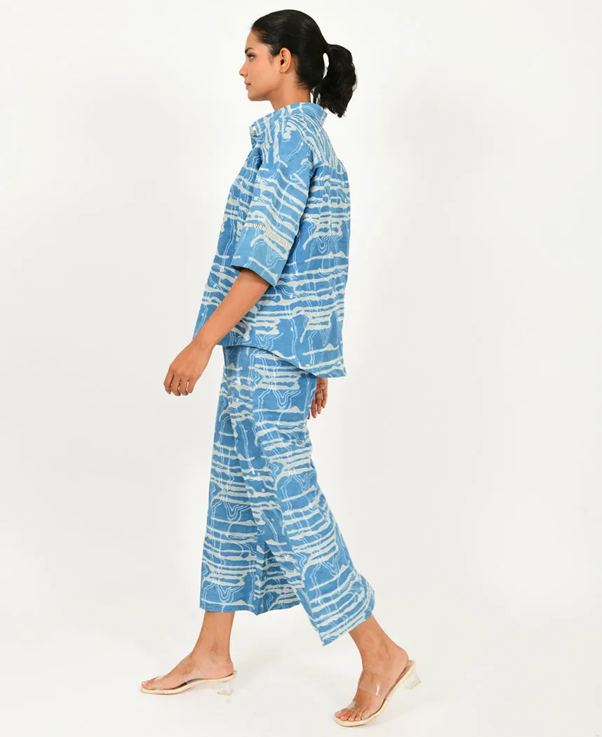 Indigo Splash Shirt Set