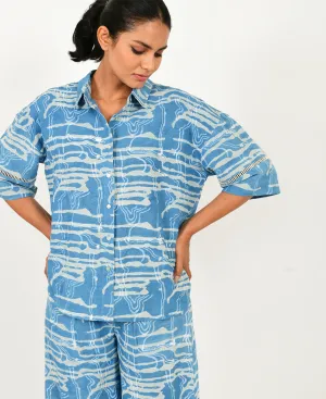 Indigo Splash Shirt Set