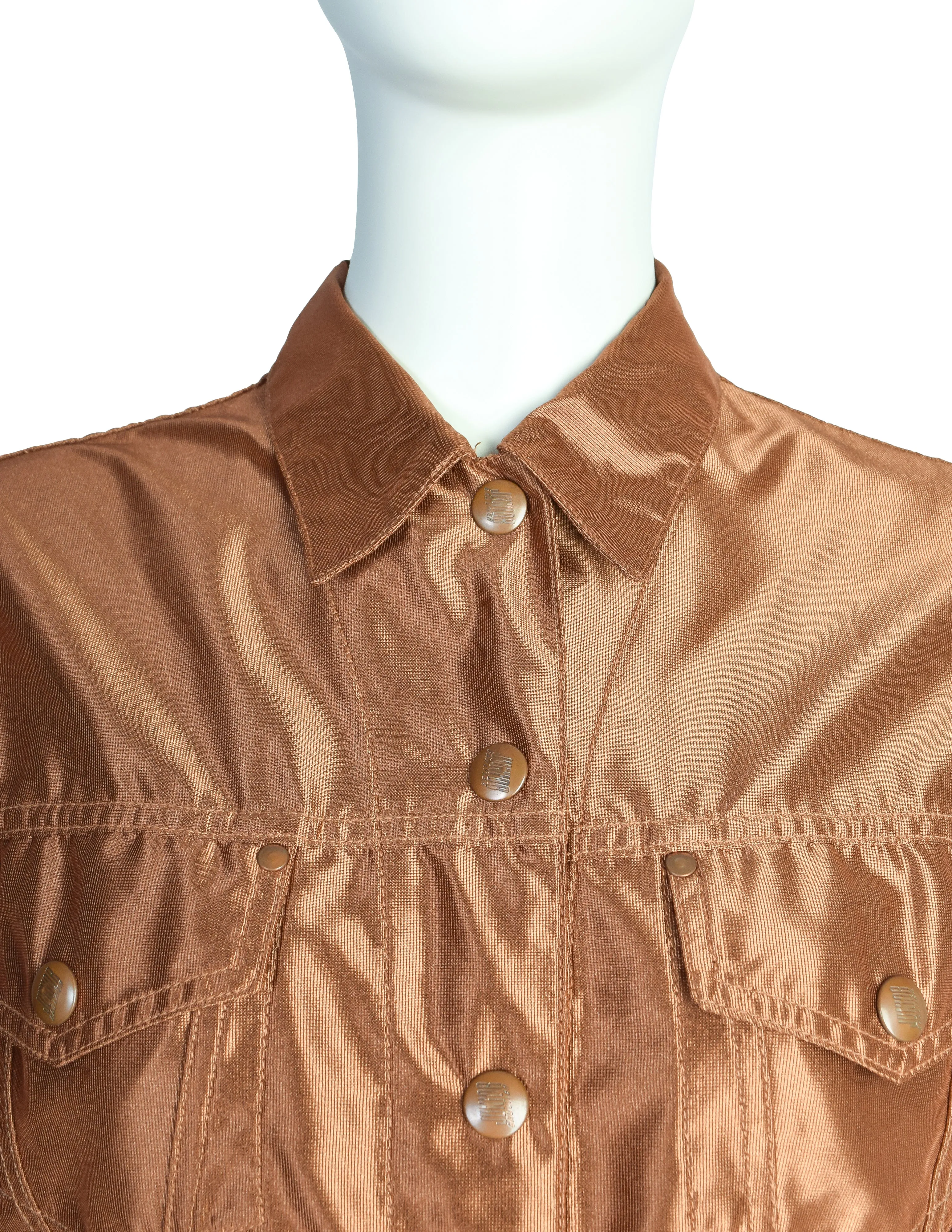 Jean Paul Gaultier Vintage Junior Gaultier SS 1989 Coppery Bronze Metallic Cropped Jacket