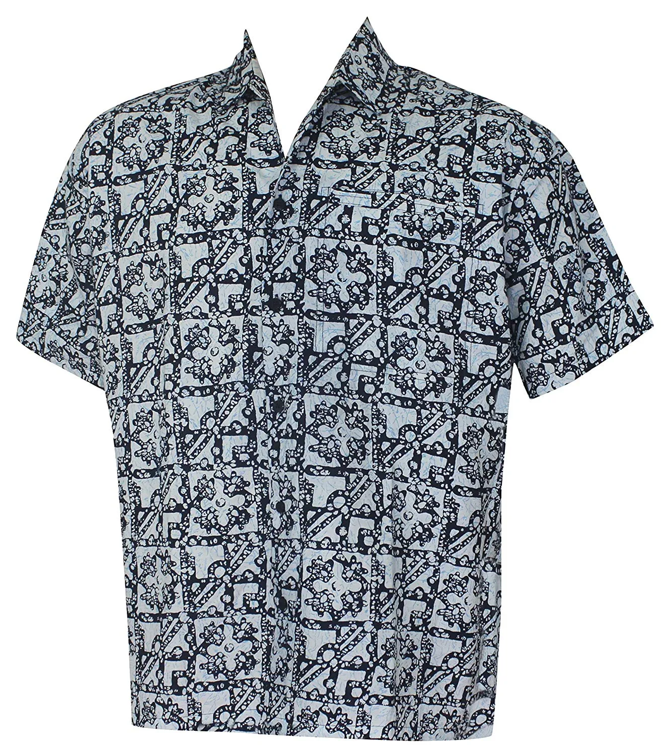 LA LEELA Shirt Casual Button Down Short Sleeve Beach Shirt Men Aloha Pocket 25