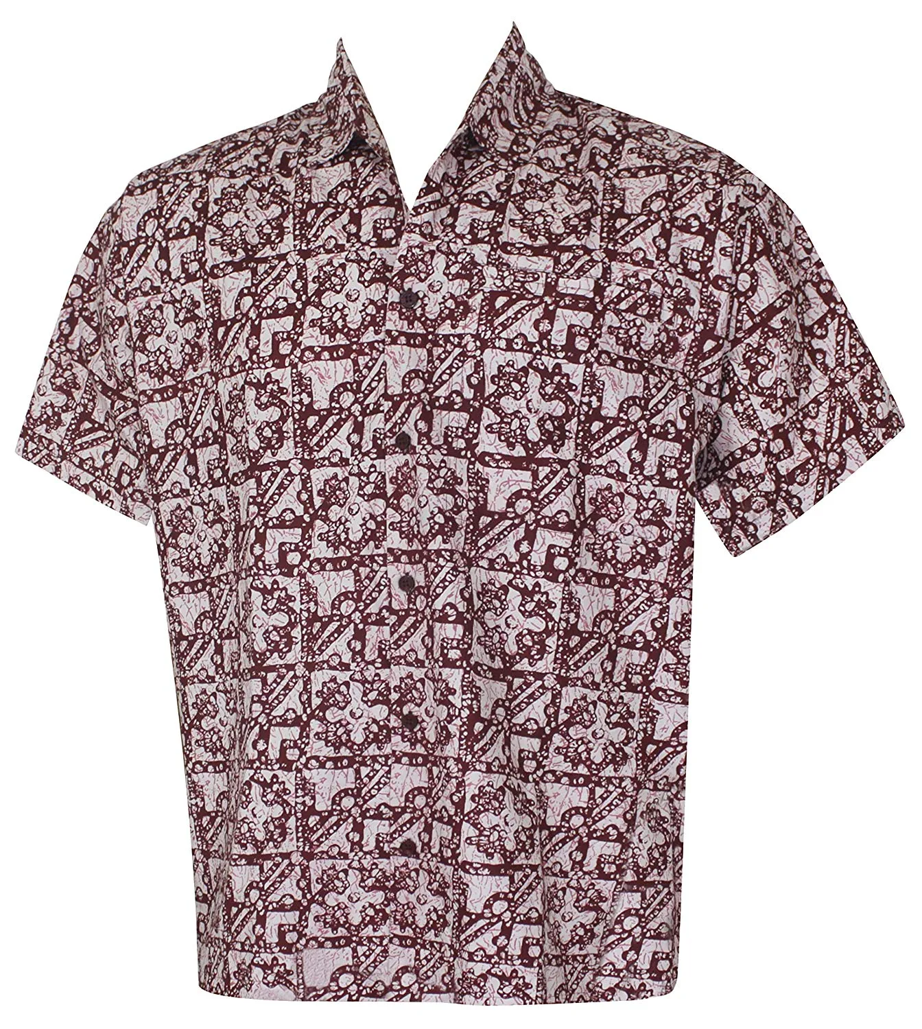 LA LEELA Shirt Casual Button Down Short Sleeve Beach Shirt Men Aloha Pocket 25