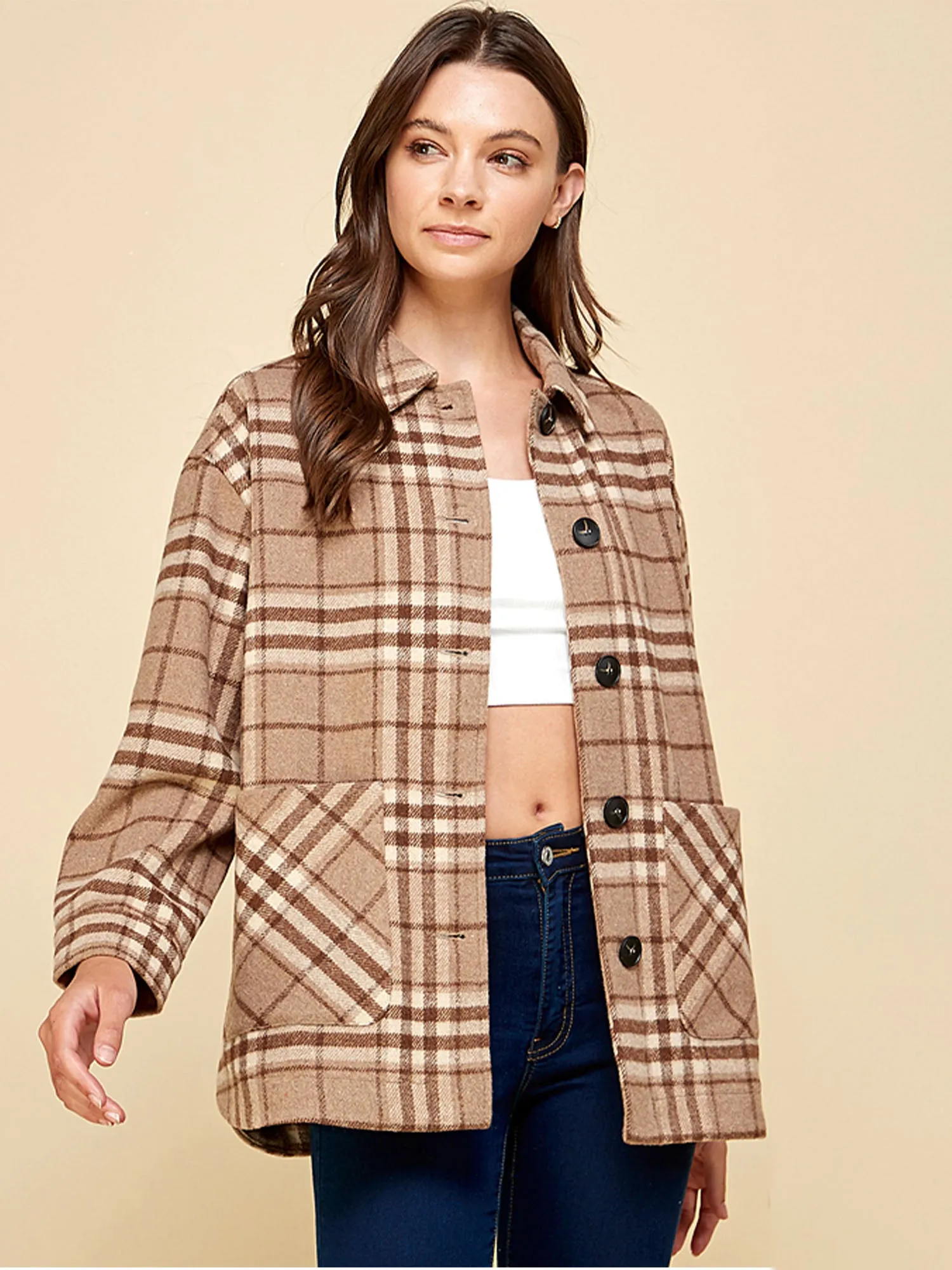 Long Sleeve Plaid Flannel Shacket