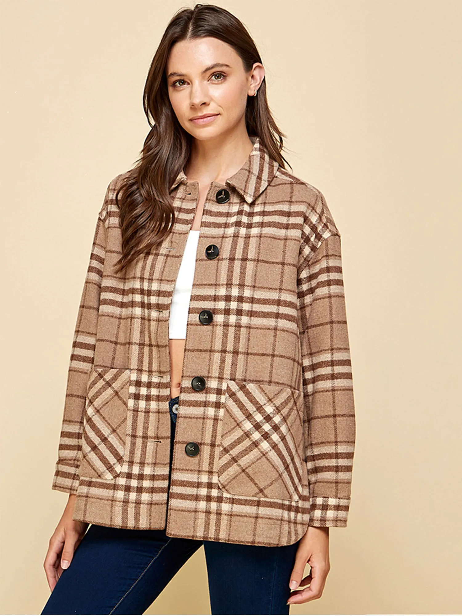 Long Sleeve Plaid Flannel Shacket