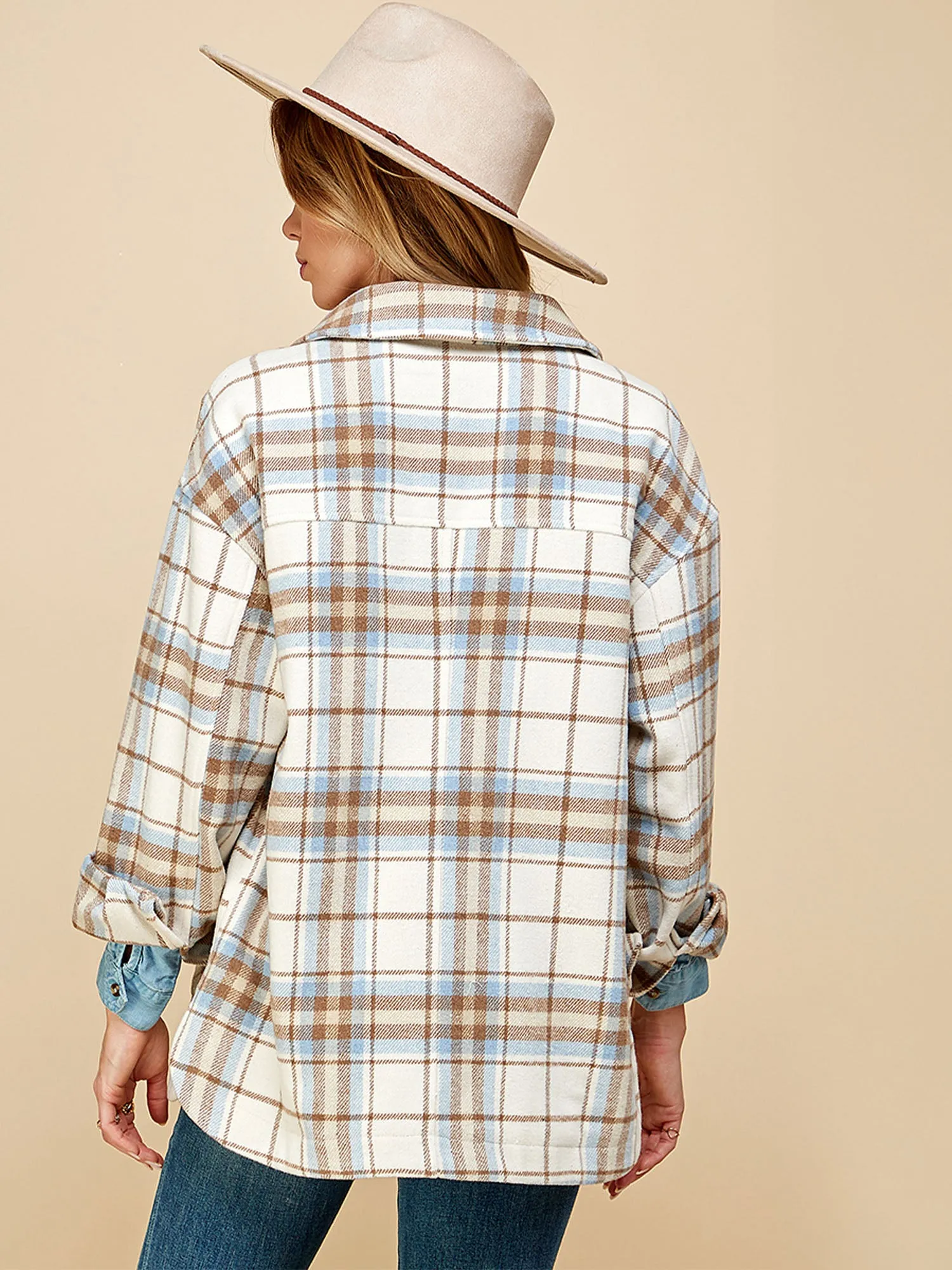 Long Sleeve Plaid Flannel Shacket