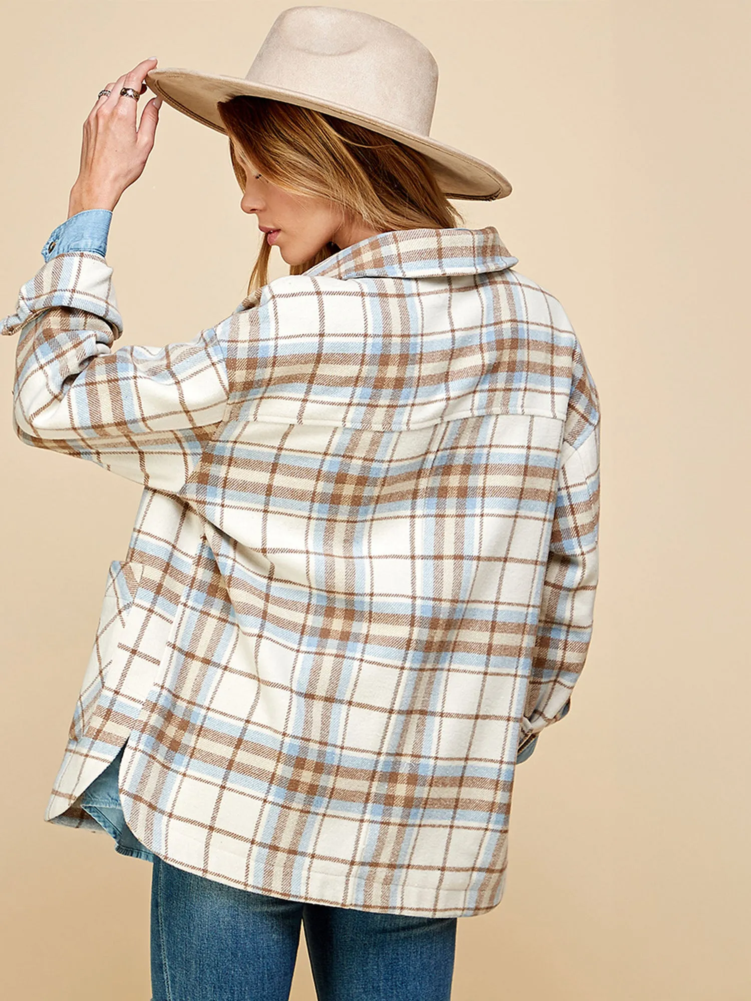 Long Sleeve Plaid Flannel Shacket