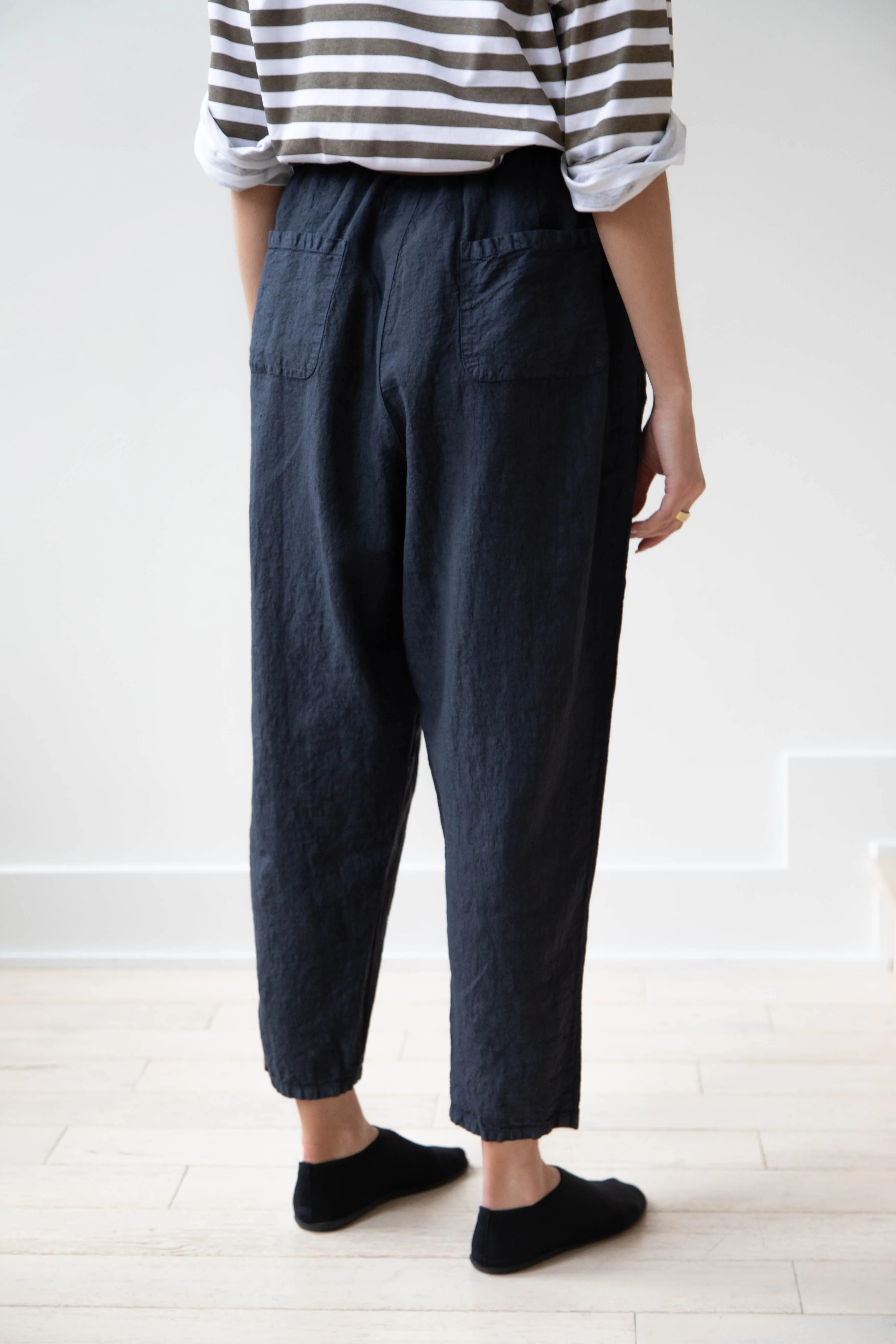 Manuelle Guibal | Worker Pant in Dark Denim Blue Linen