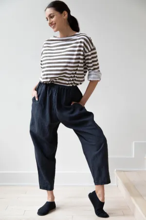 Manuelle Guibal | Worker Pant in Dark Denim Blue Linen