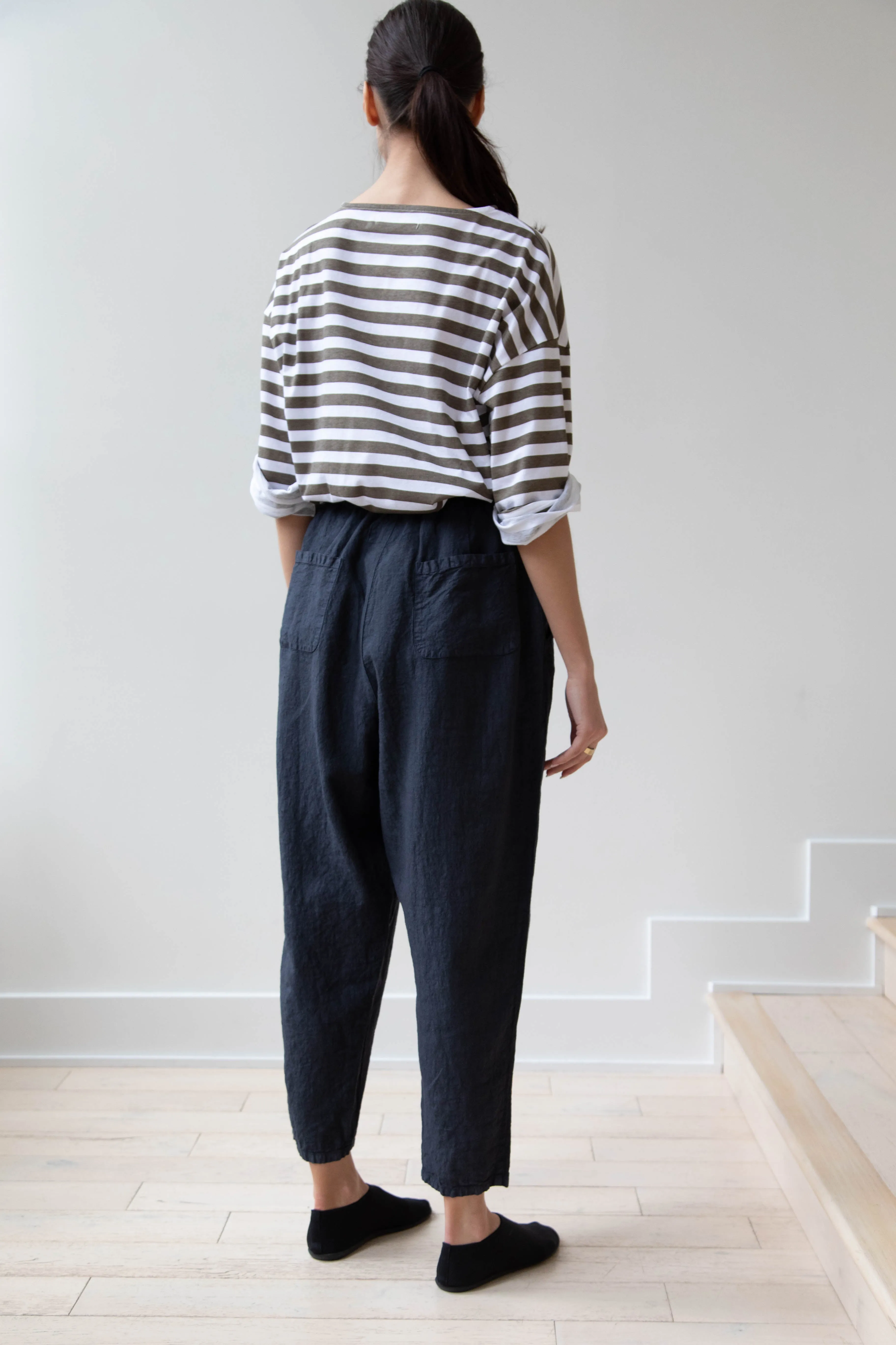 Manuelle Guibal | Worker Pant in Dark Denim Blue Linen