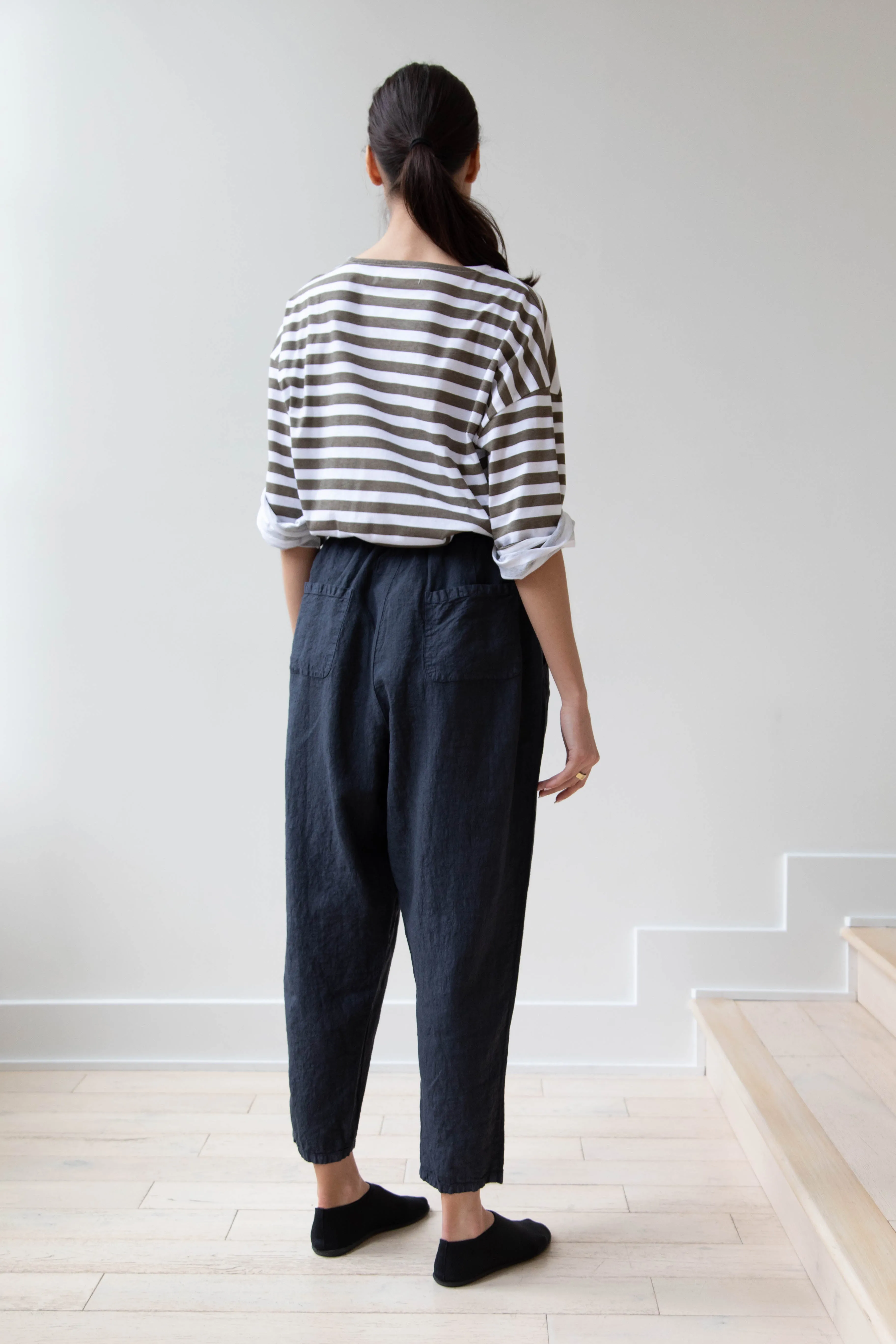 Manuelle Guibal | Worker Pant in Dark Denim Blue Linen