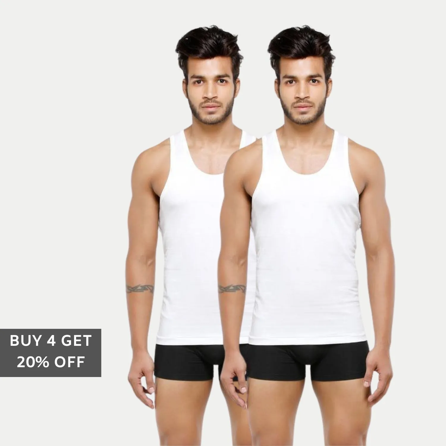 Men's Cotton White Ultra Soft Undershirt Vest- Pack Of 2