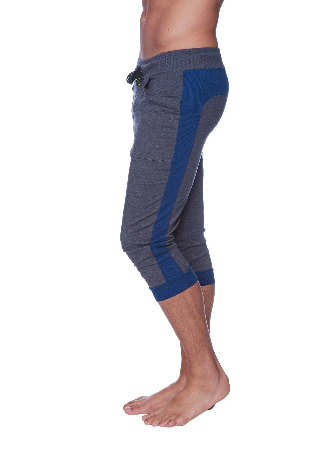 Mens Cuffed Yoga Pants (Charcoal w/Royal Blue)